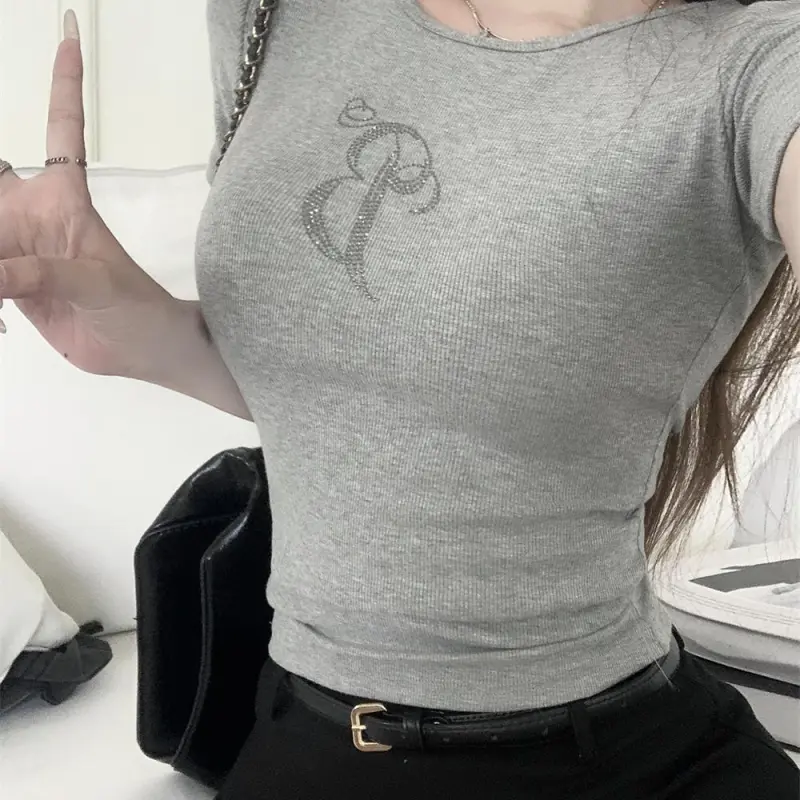 DOKZB T Shirts Women's Gray-4