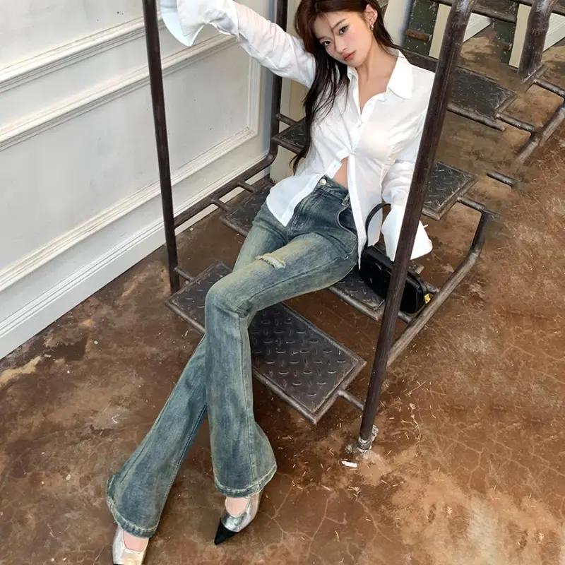 DOKZB Spring And Summer Jeans Women's Blue-4