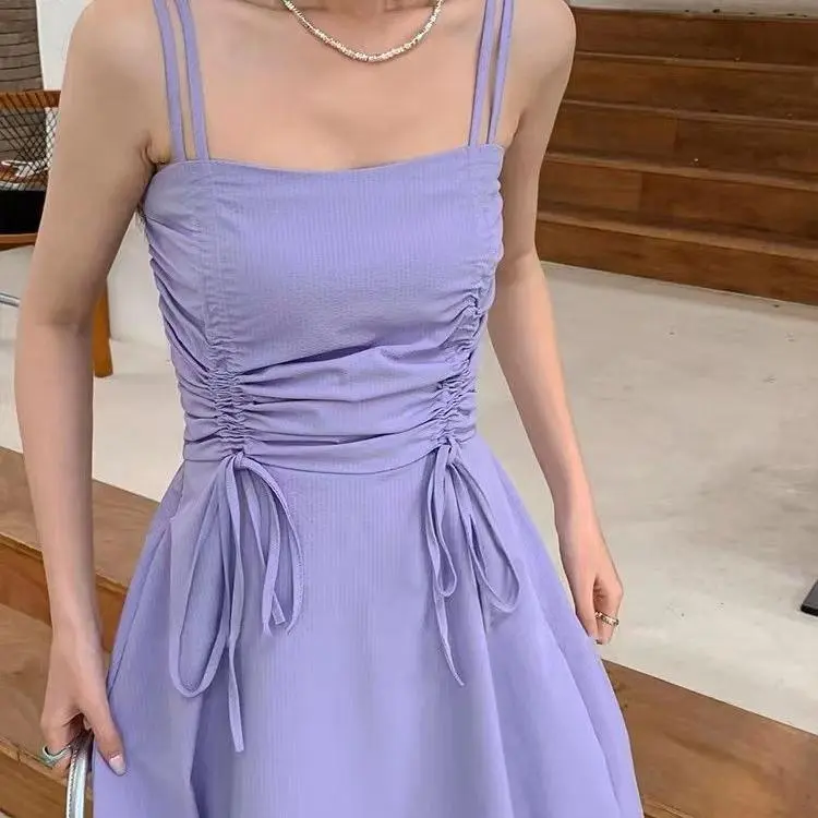 DOKZB Slip Dresses Women's Purple-4