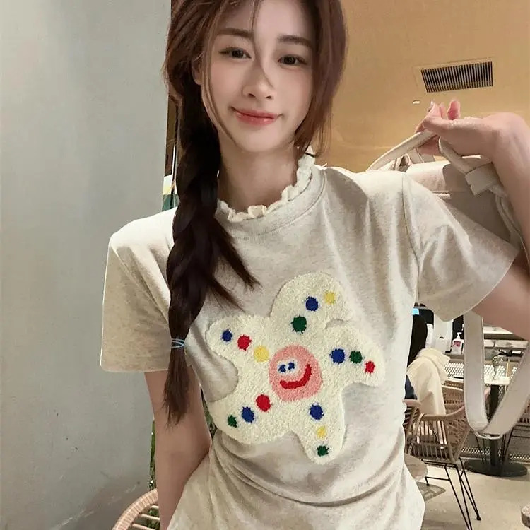 DOKZB T Shirts Women's White Gray-2