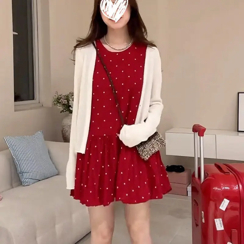 DOKZB Sleeveless Dresses Women's Red-4