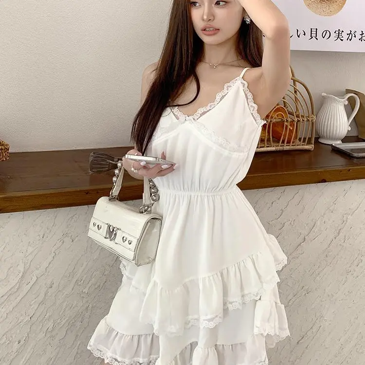 DOKZB Slip Dresses Women's White-2