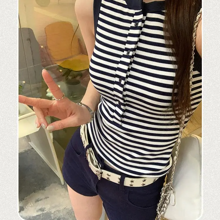 DOKZB Tank Tops Women's Navy Blue-2