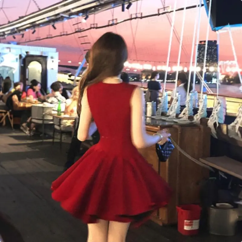 DOKZB Slip Dresses Women's Red-5