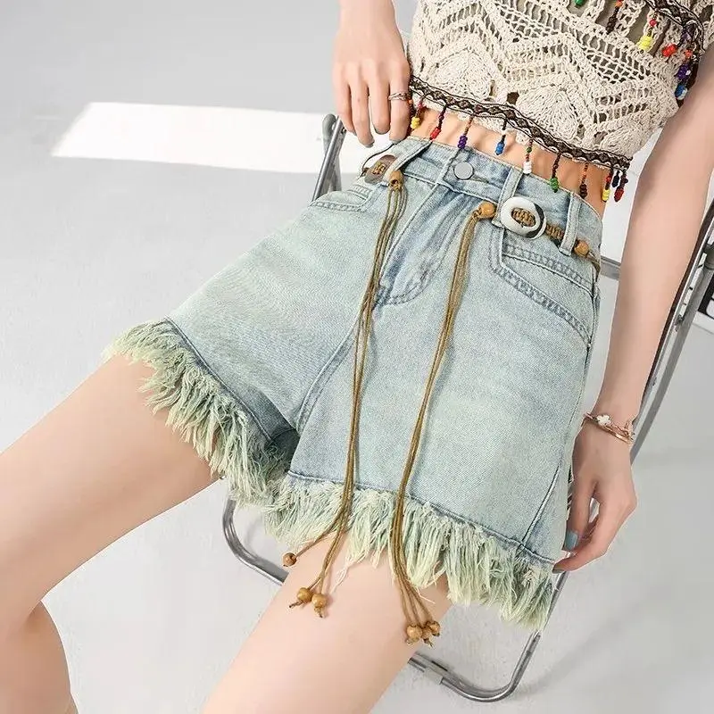 DOKZB Denim Shorts Women's Light Blue-3