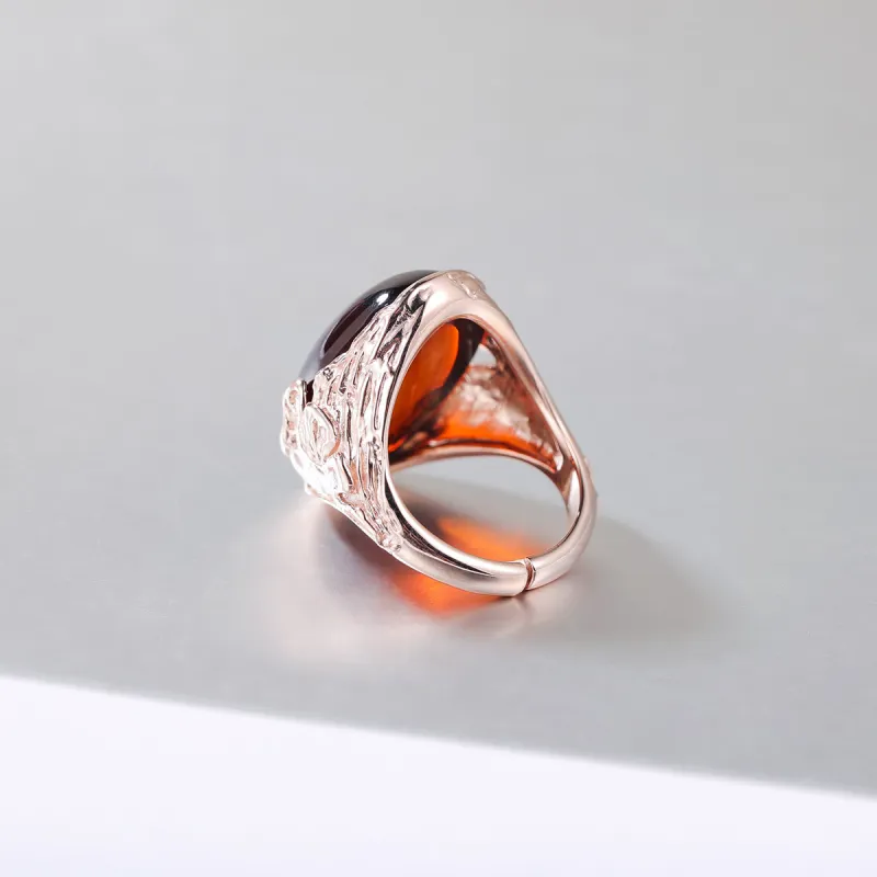 S&A S925 Silver Amber Beeswax Rings Women's-7