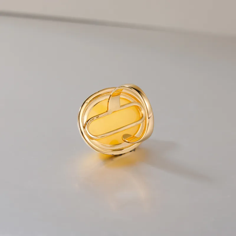 S&A S925 Silver With Amber Beeswax Inlay Ring Fine Jade Ring Women's-3