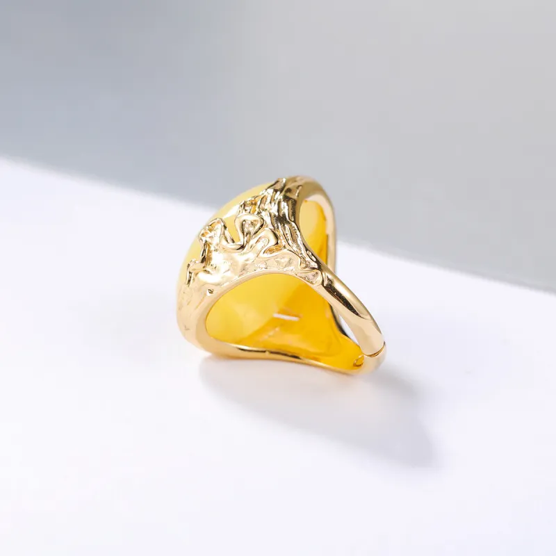 S&A S925 Silver Amber Beeswax Rings Women's-3