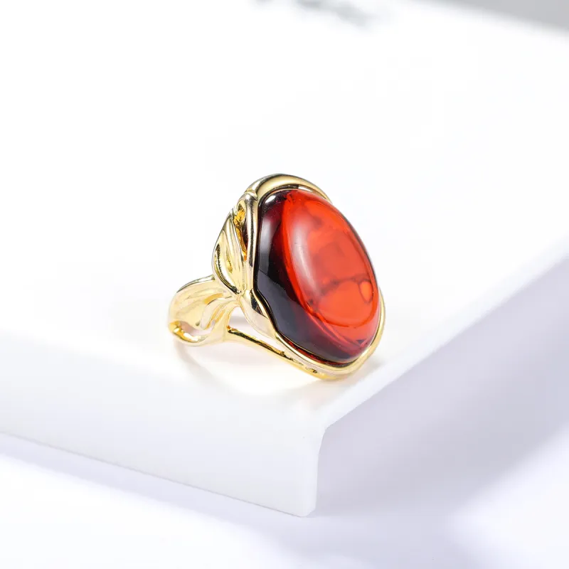 S&A S925 Silver With Amber Fine Jade Rings Women's-16
