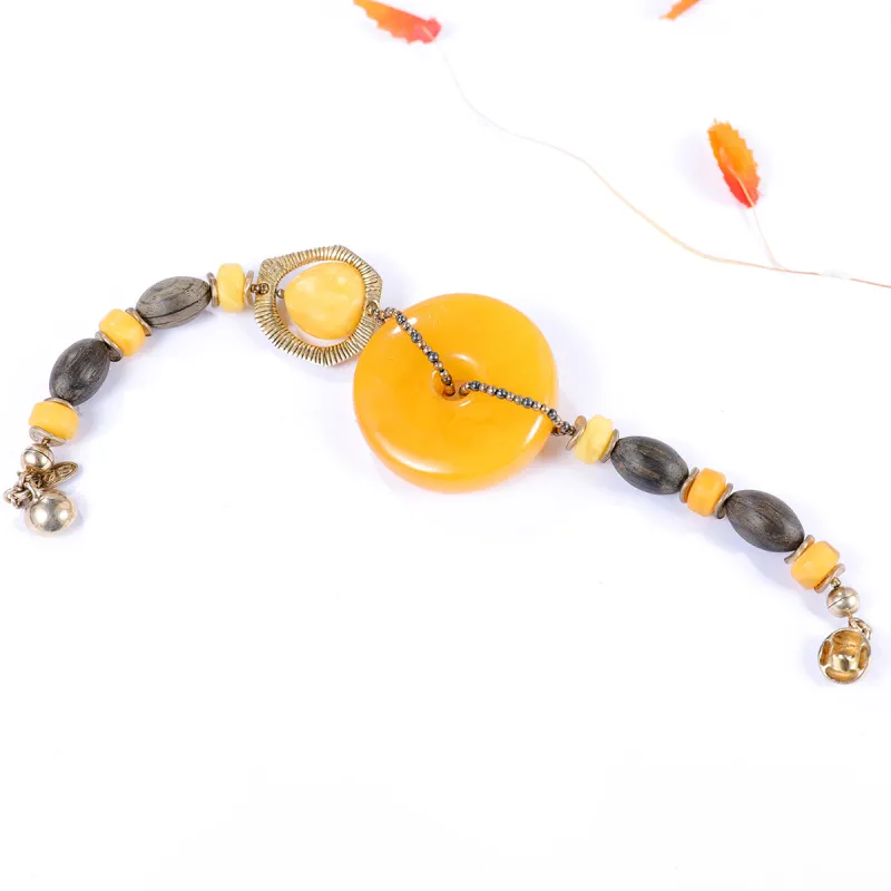 S&A S925 Silver With Amber Beeswax Inlay Bracelets Women's-2