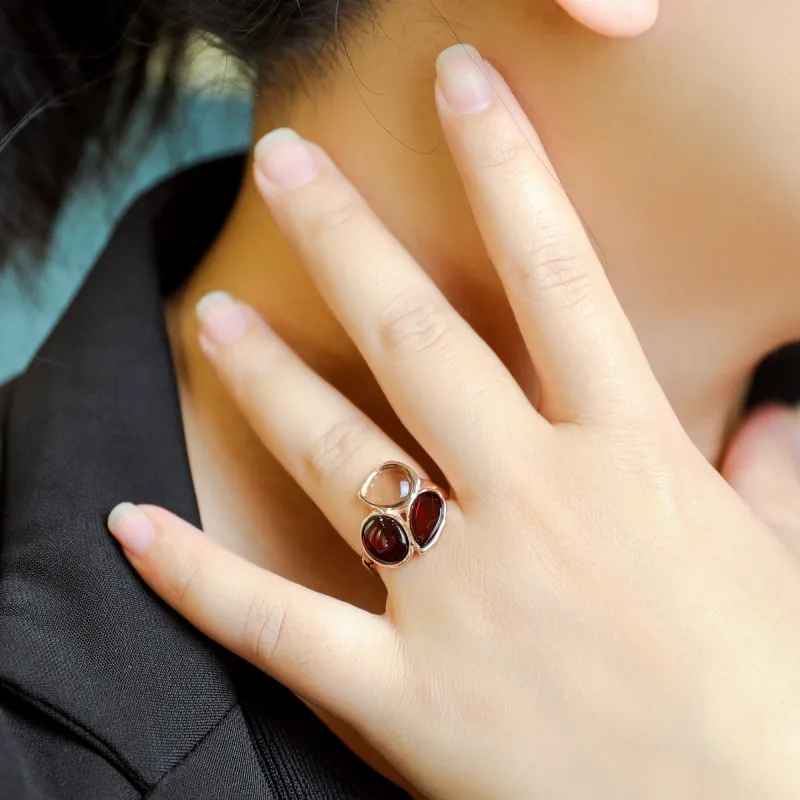 S&A S925 Silver With Gemstones Amber Rings Women's-1
