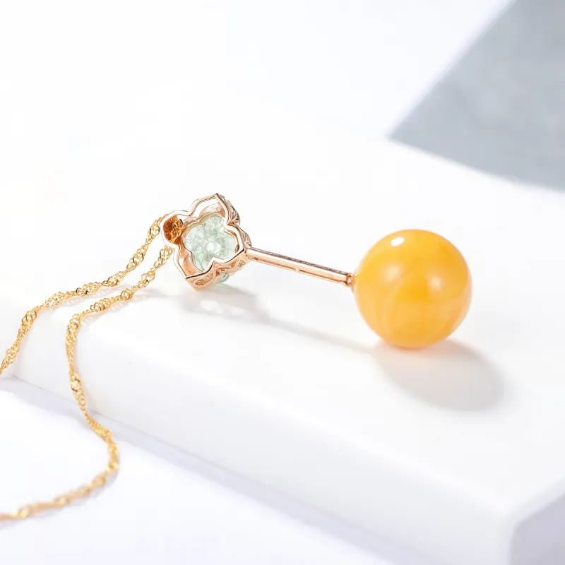 S&A 18K Gold Amber Beeswax Necklaces Women's-3