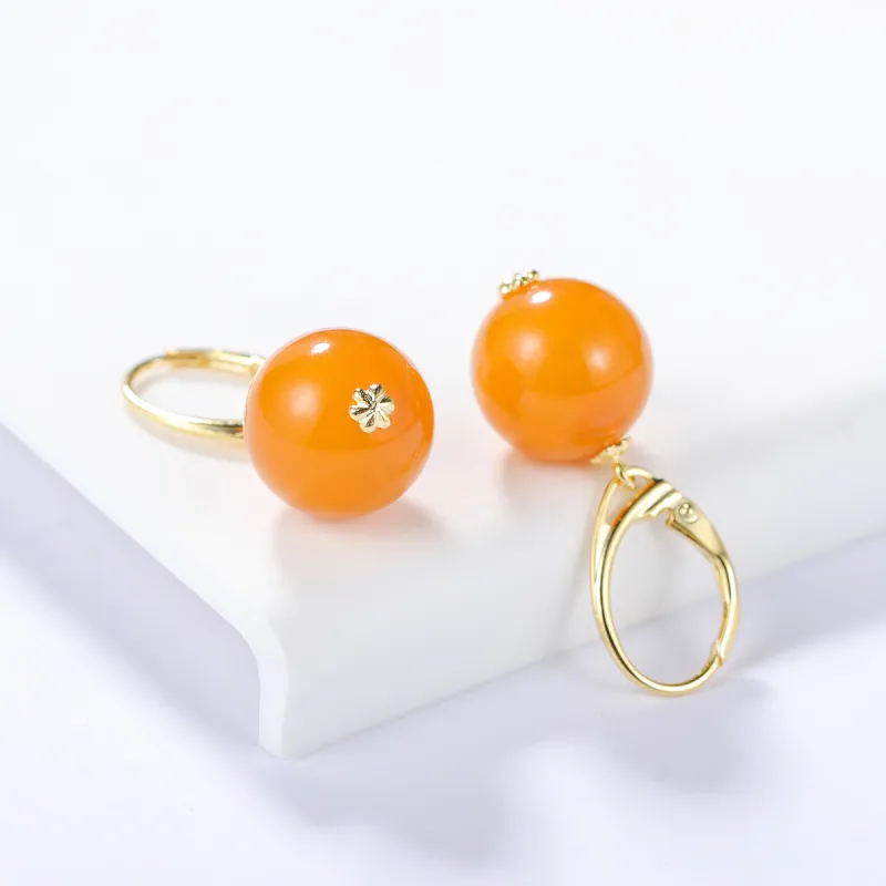 S&A Amber Beeswax Earrings Women's-3