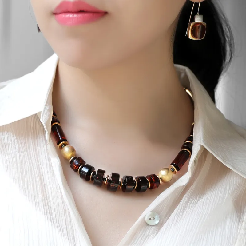 S&A Blood Amber Beeswax S925 Silver Fine Jade Necklaces Women's-4