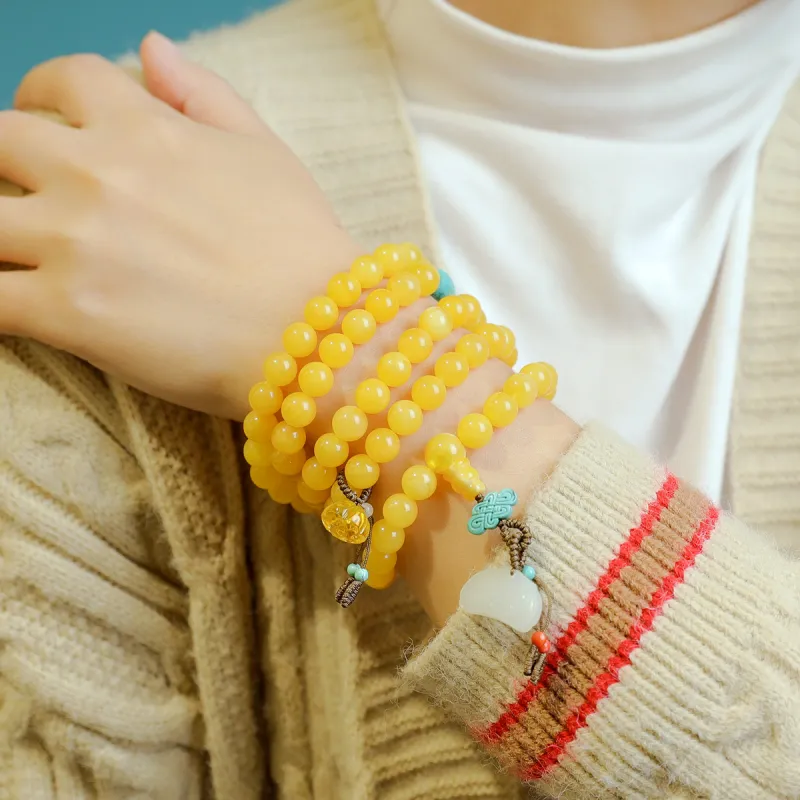 S&A Amber Beeswax Fine Jade Bracelets Women's-4