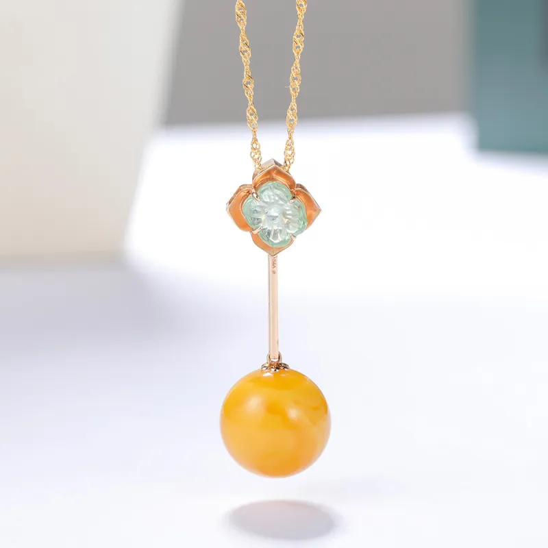 S&A 18K Gold Amber Beeswax Necklaces Women's-1