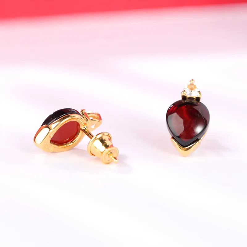 S&A S925 Silver With Amber Beeswax Inlay Stud Earrings Women's-8