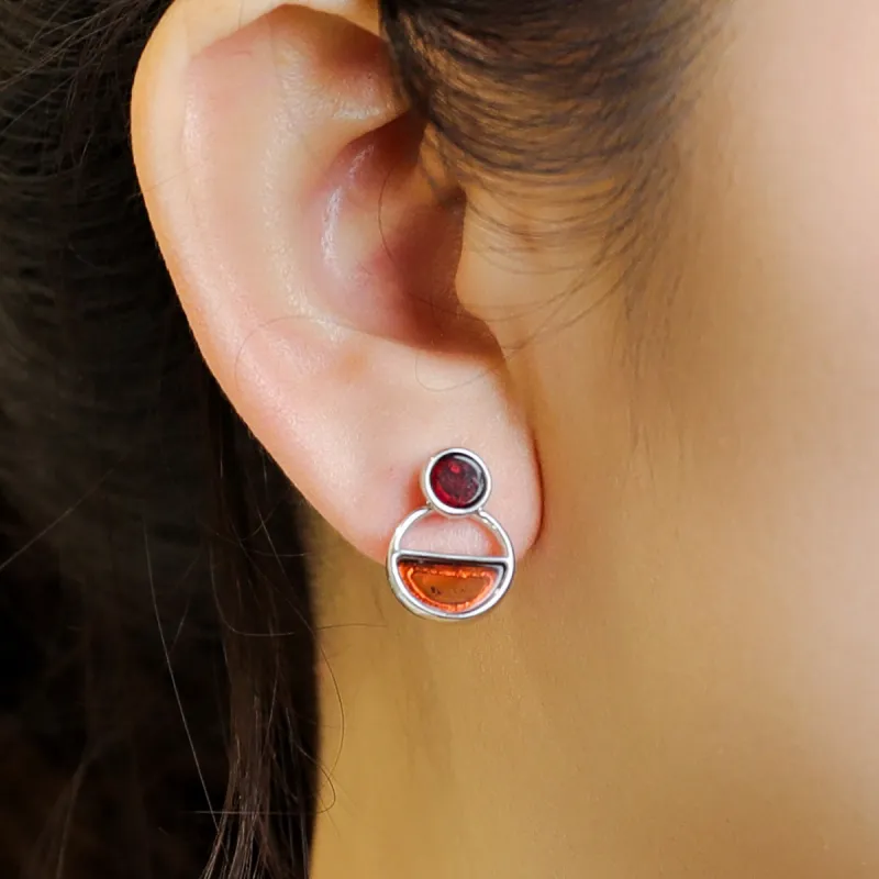 S&A Amber/Beeswax Fine Jade Stud Earrings Women's-1