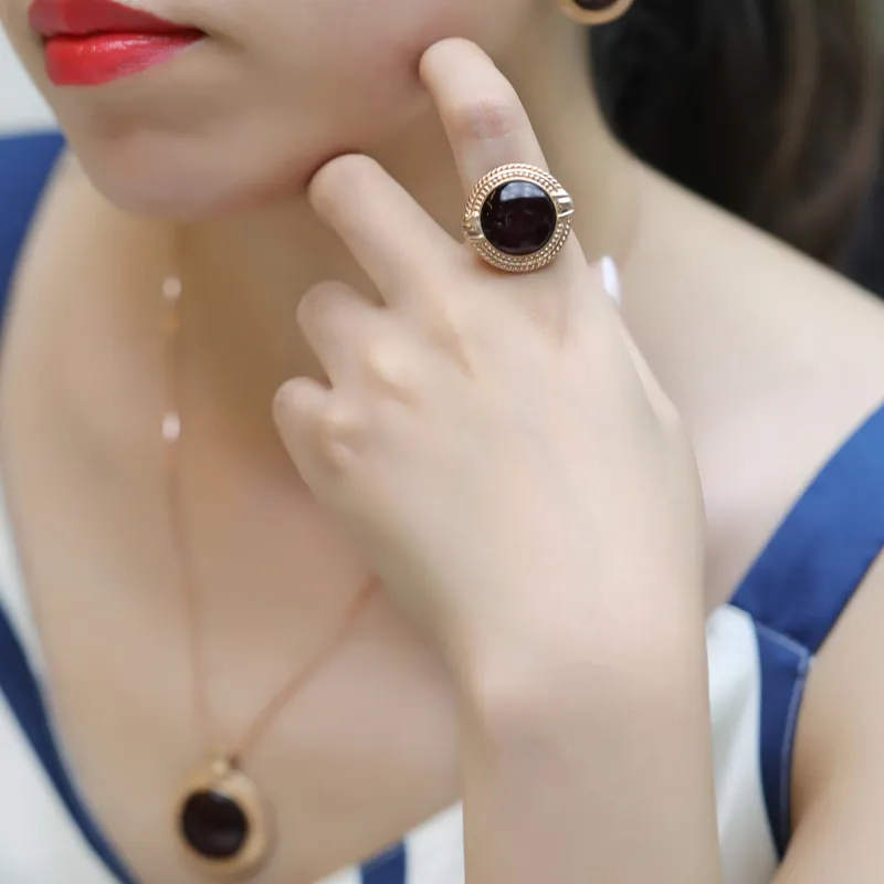 S&A S925 Silver Amber Beeswax Rings Women's-7