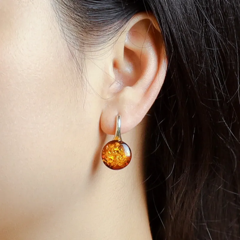 S&A S925 Silver Amber Earrings Women's-1