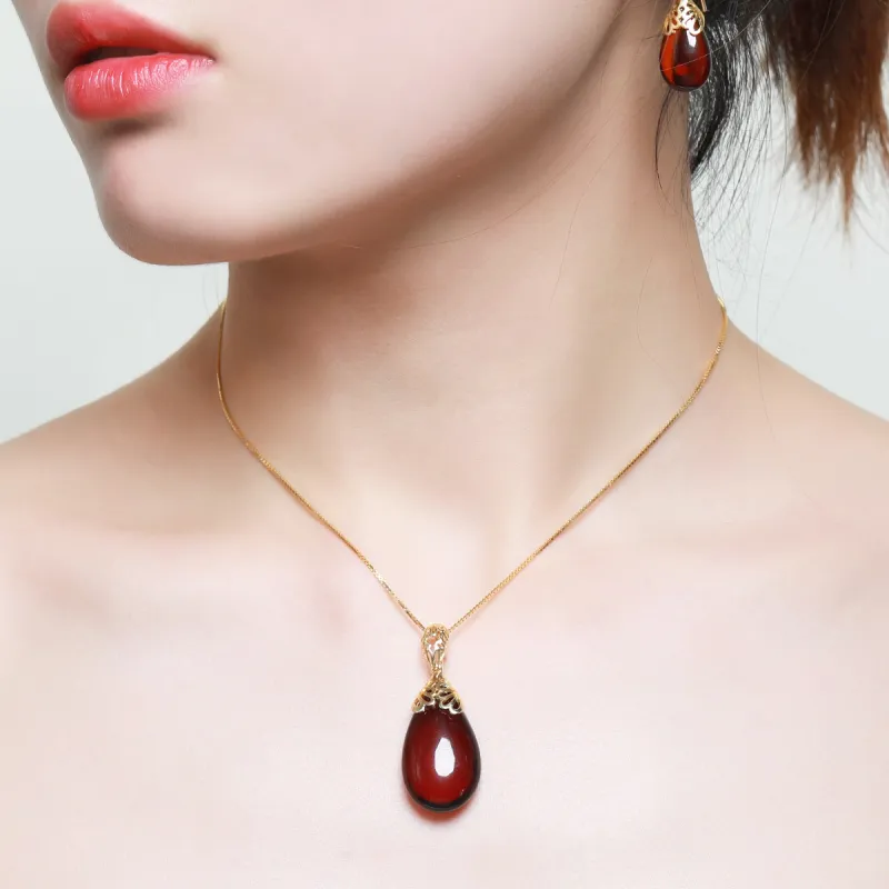 S&A S925 Silver Amber/Beeswax Necklaces Women's-5