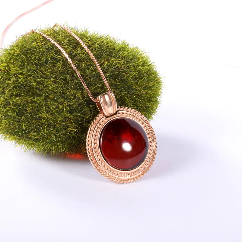 S&A S925 Silver With Amber Beeswax Inlay Necklaces Women's-2