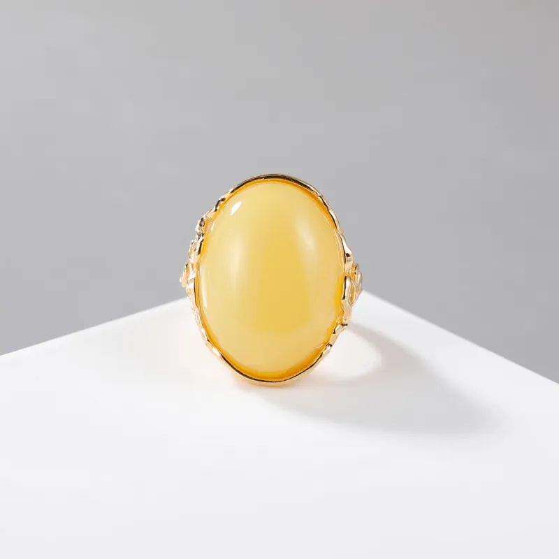S&A S925 Silver Amber Beeswax Rings Women's-1