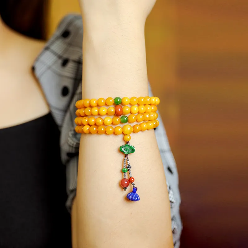 S&A Amber Beeswax Fine Jade Bracelets Women's-3