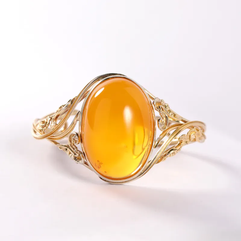 S&A S925 Silver With Amber Beeswax Inlay Bangles Women's-1