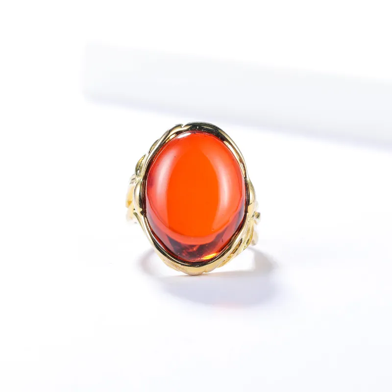 S&A S925 Silver With Amber Fine Jade Rings Women's-17