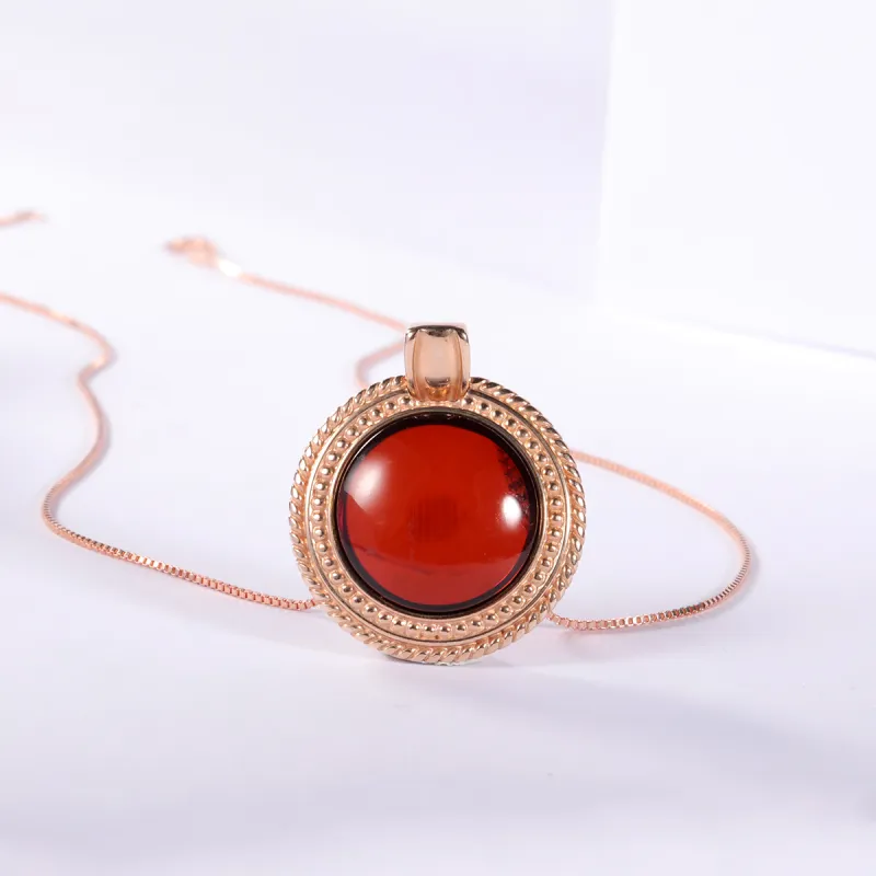 S&A S925 Silver With Amber Beeswax Inlay Necklaces Women's-1