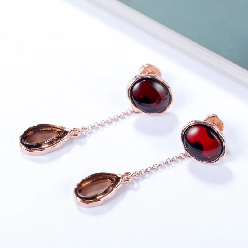 S&A S925 Silver Amber Earrings Women's-2