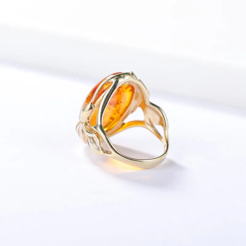 S&A S925 Silver With Amber Fine Jade Rings Women's-8