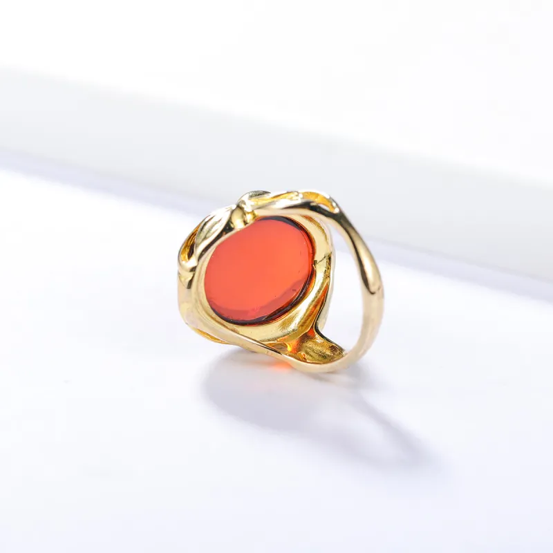 S&A S925 Silver With Amber Fine Jade Rings Women's-18