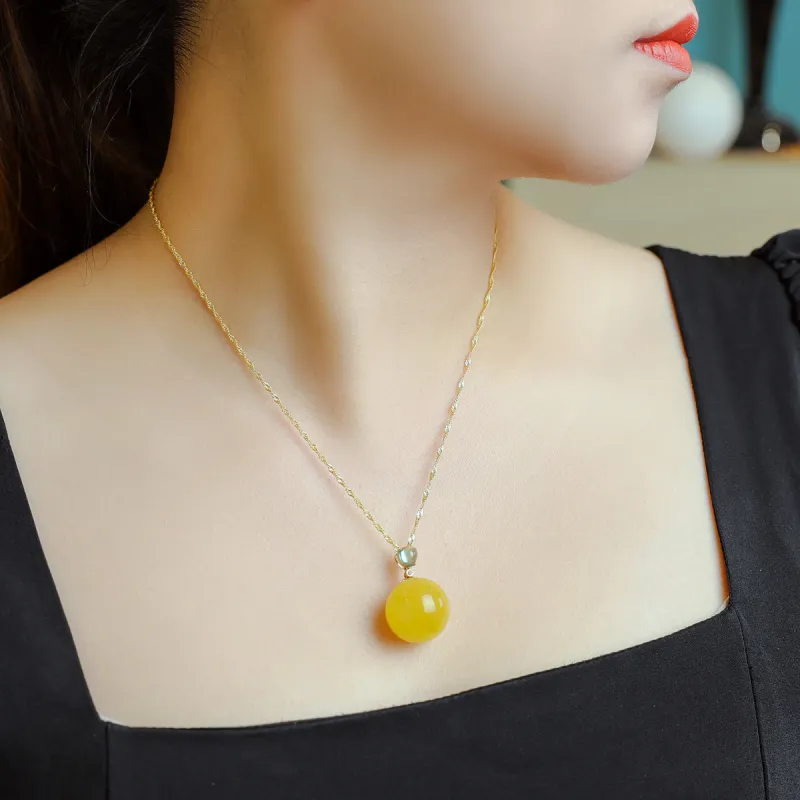 S&A Amber Beeswax Necklaces Women's-4