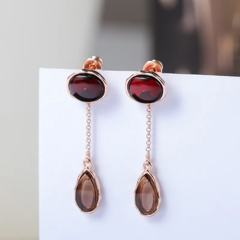 S&A S925 Silver Amber Earrings Women's-1