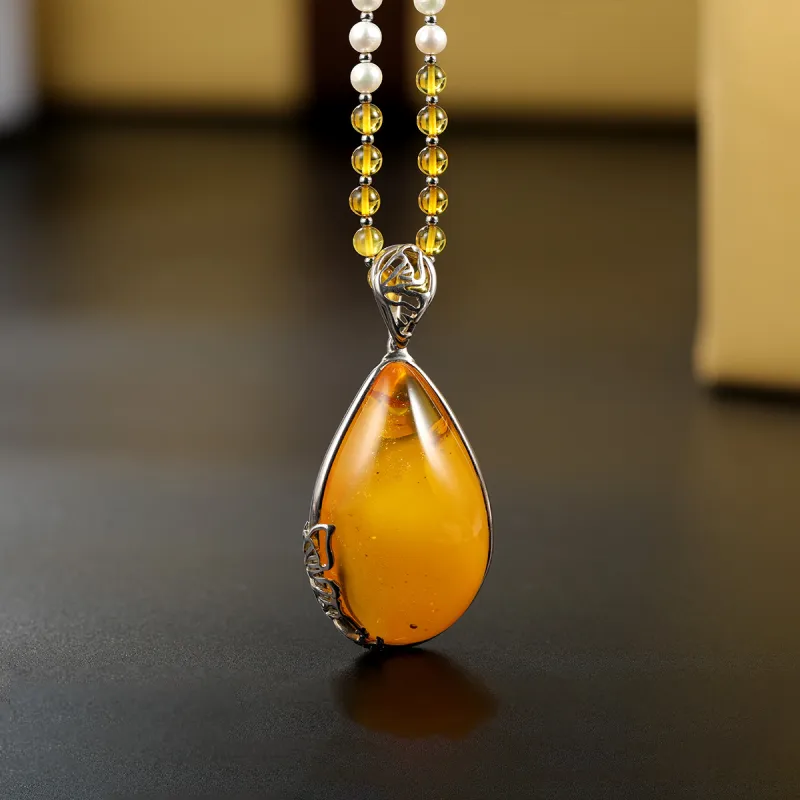 S&A Amber Beeswax Necklaces Women's-1