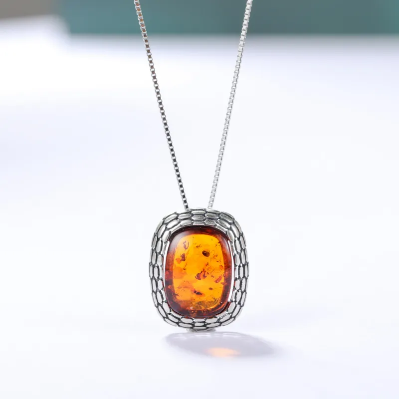 S&A S925 Silver Amber Necklaces Women's-1
