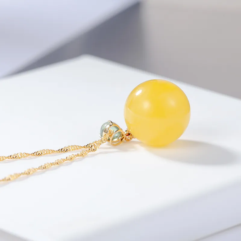 S&A Amber Beeswax Necklaces Women's-3