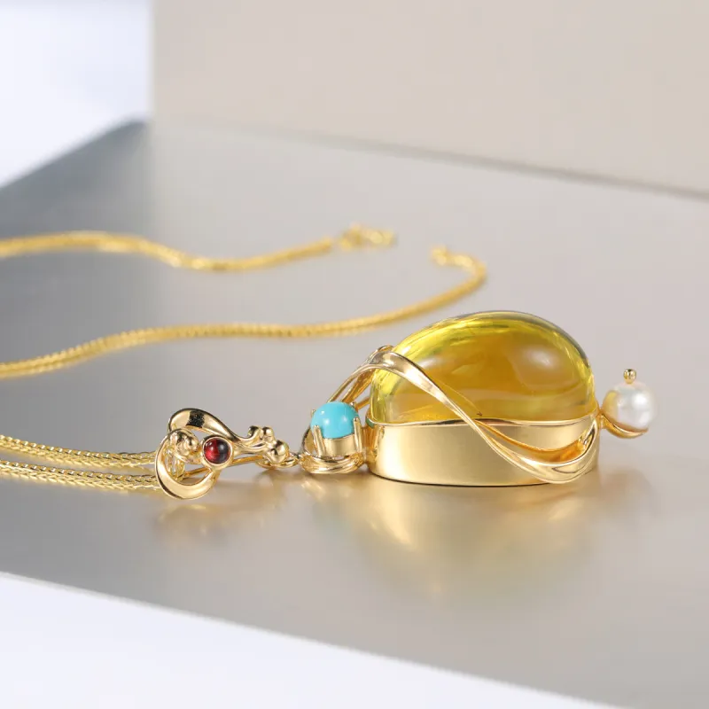S&A S925 Silver Amber Necklaces Women's-3