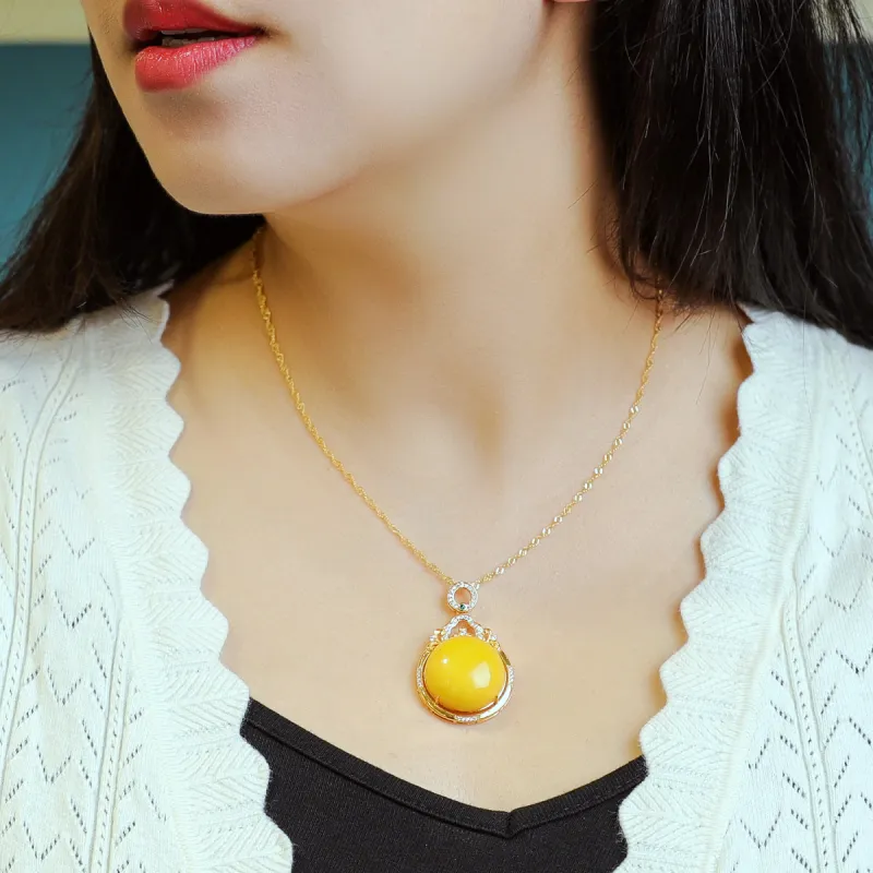 S&A Amber Beeswax Necklaces Women's-4