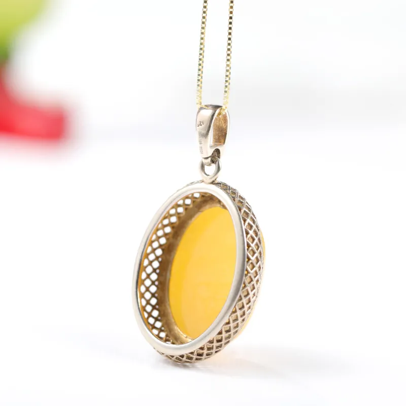 S&A S925 Silver With Amber Beeswax Inlay Necklaces Women's-4