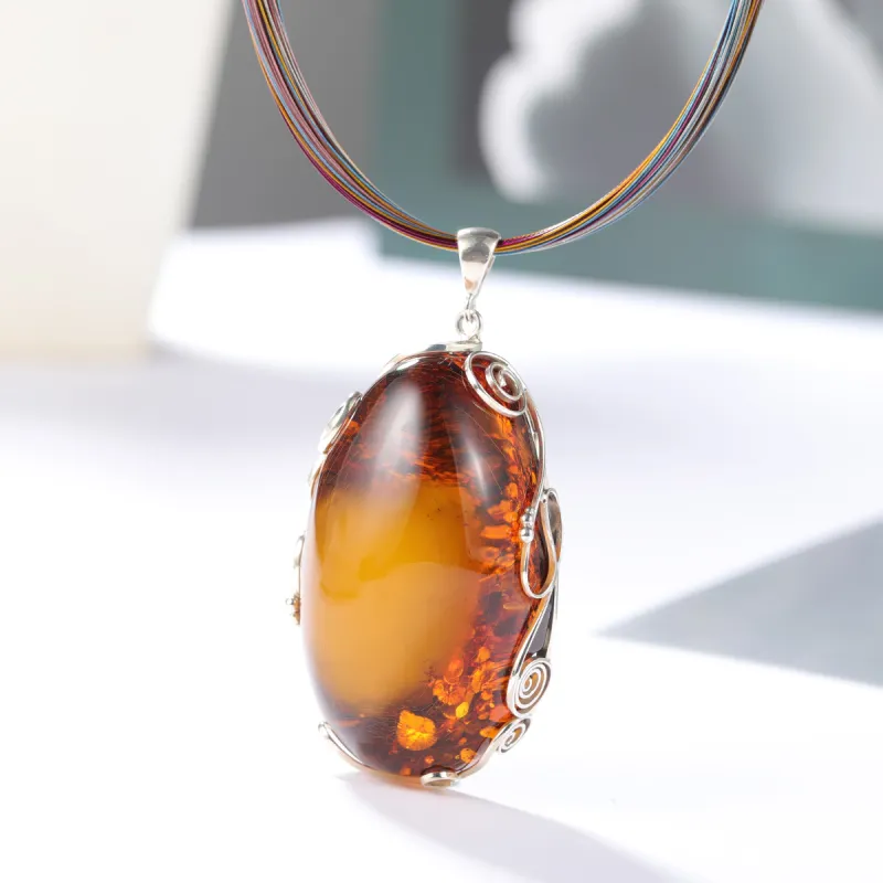 S&A S925 Silver With Amber Necklaces Women's-2