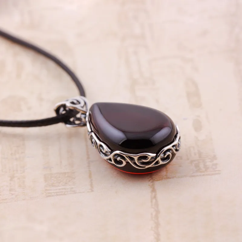 S&A S925 Silver With Amber Fine Jade Necklaces Women's-2