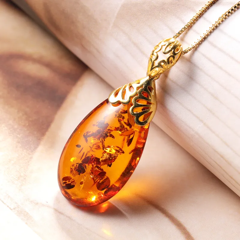 S&A S925 Silver Amber/Beeswax Necklaces Women's-10