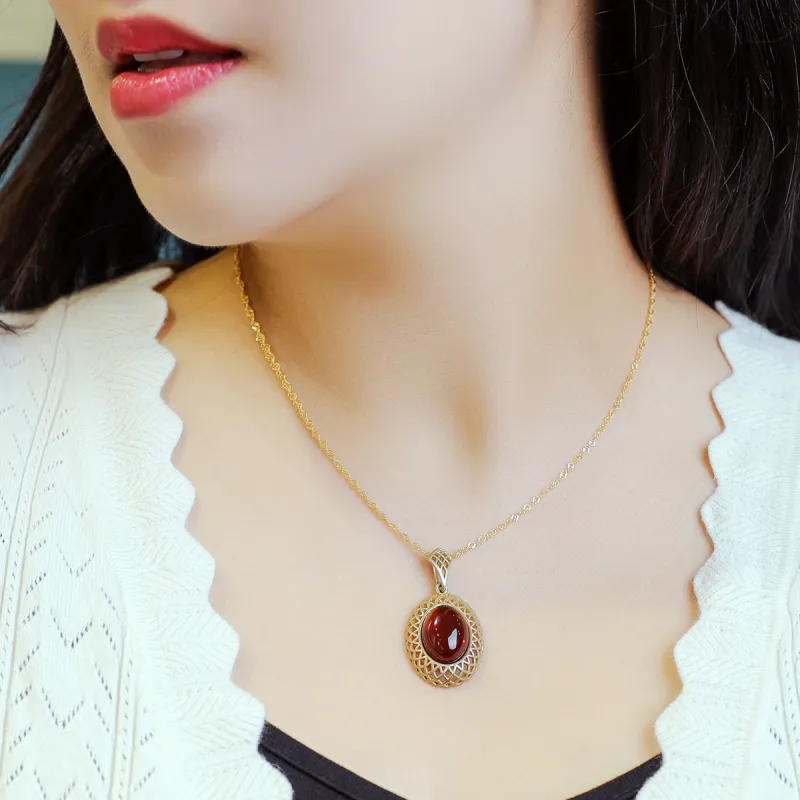 S&A S925 Silver With Amber Fine Jade Necklaces Women's-1