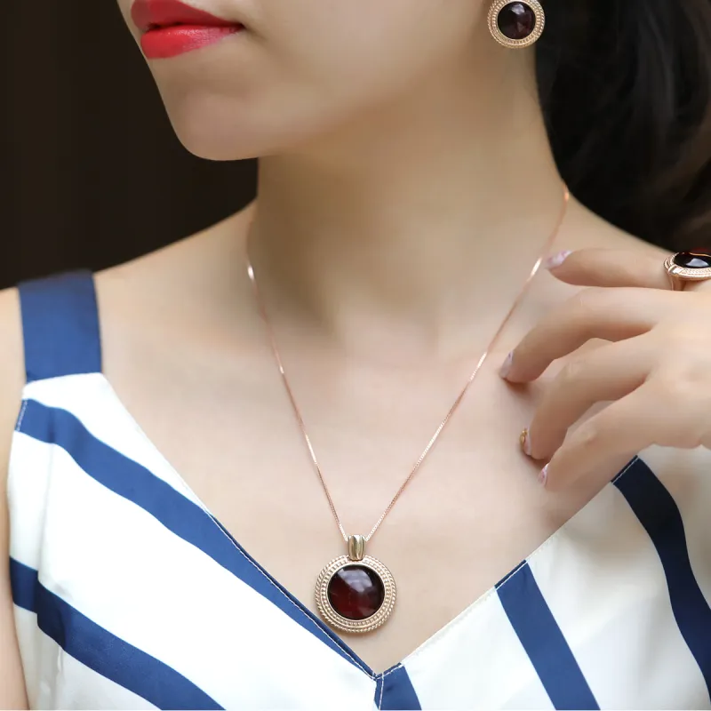 S&A S925 Silver With Amber Beeswax Inlay Necklaces Women's-3