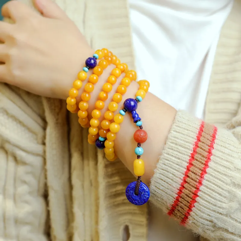 S&A Amber Beeswax Fine Jade Bracelets Women's-3