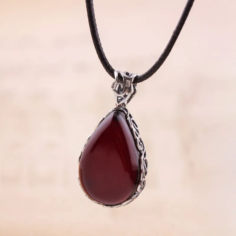 S&A S925 Silver With Amber Fine Jade Necklaces Women's-1