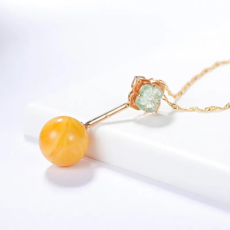 S&A 18K Gold Amber Beeswax Necklaces Women's-2